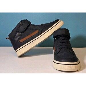 Sonoma Boys High Top Casual Shoes Size 1 Navy Memory Foam Lace Up